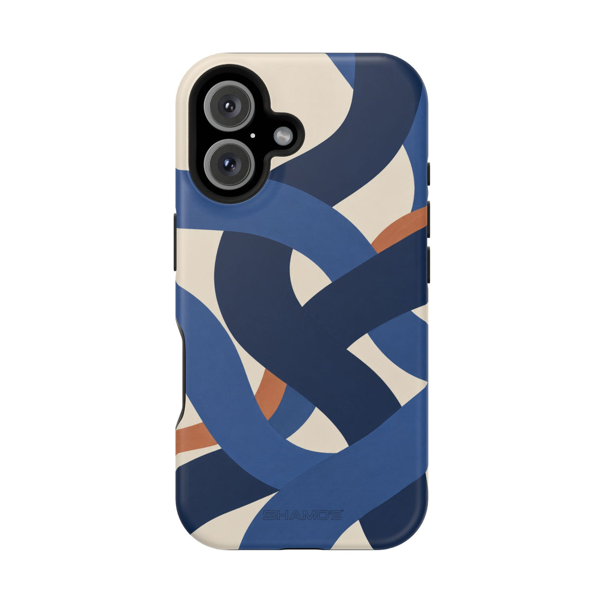 Indigo Loom MagSafe Phone Case – Blue & Ivory Abstract Woven Pattern