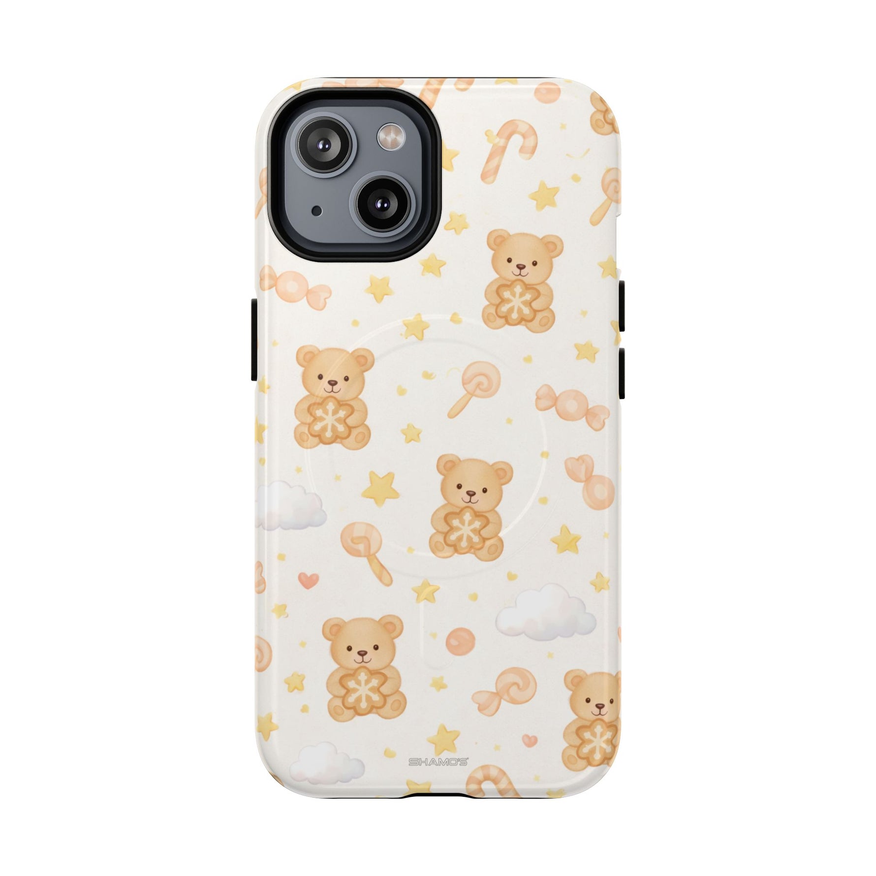 Beige Teddy Bear on Clouds iPhone Case with MagSafe