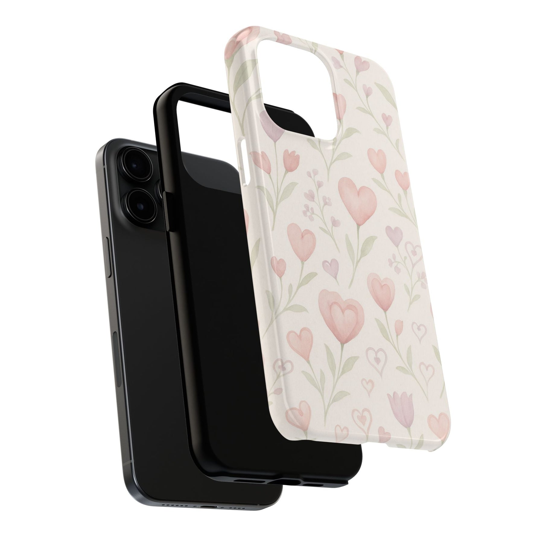 Pink Watercolor Heart Floral Pattern | Tough Impact Phone Case  Shamo's