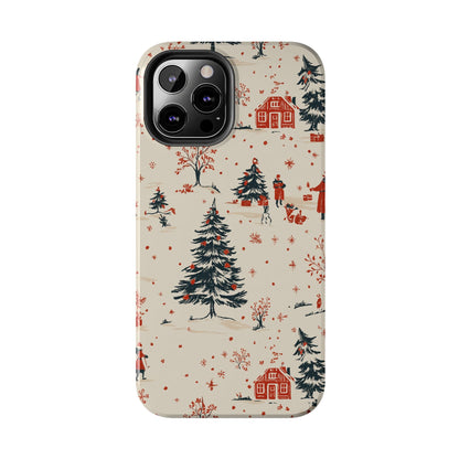Winter Village Holiday Tough iPhone Case — Vintage Holidays & Snow Scene