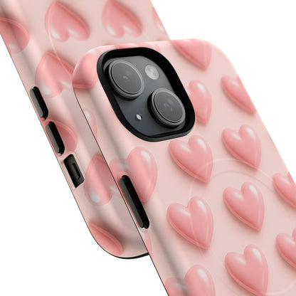Baby Pink Pearl Hearts 3D iPhone Case | MagSafe