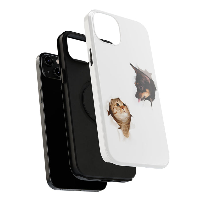 Impact-Resistant Cases with a cat and a dog