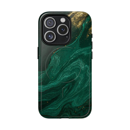Emerald Marble with Gold Veins iPhone Case | with MagSafe  Shamo's iPhone 15 Pro / Glossy