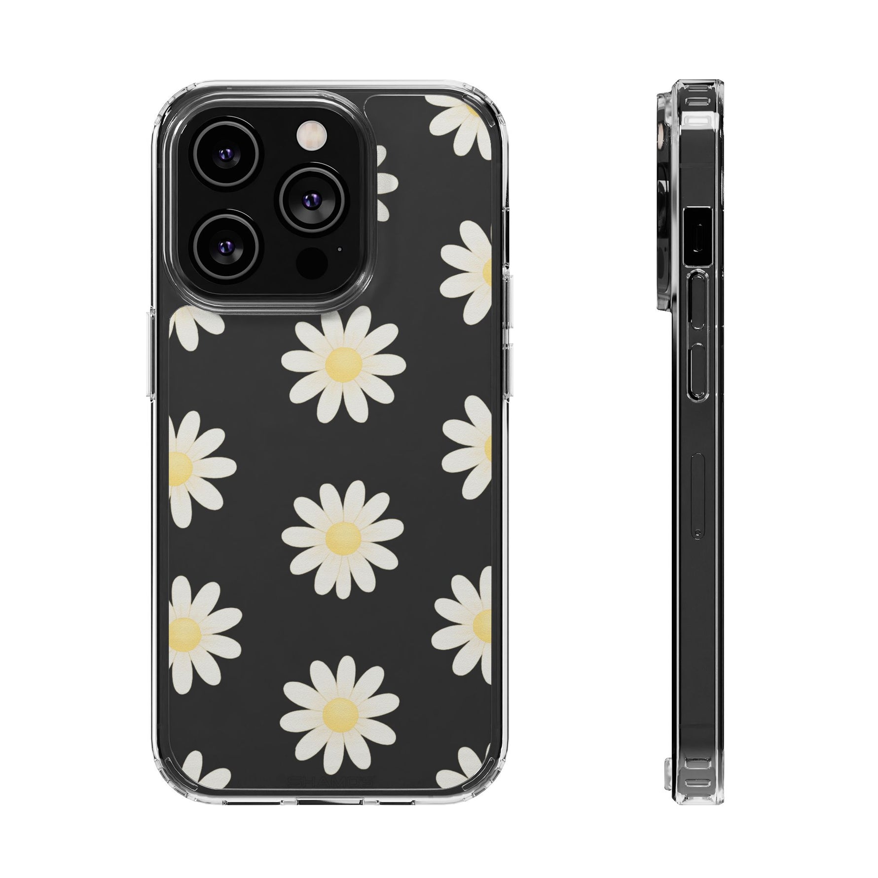 Clear Daisy Floral Phone Case, Impact-Resistant, Anti-Yellowing, Camera & Screen Protection - iPhone 14 Pro / Without gift packaging - Shamo's