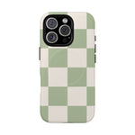 Sage Checkerboard Tough iPhone Case - Compatible with MagSafe - Shamo's