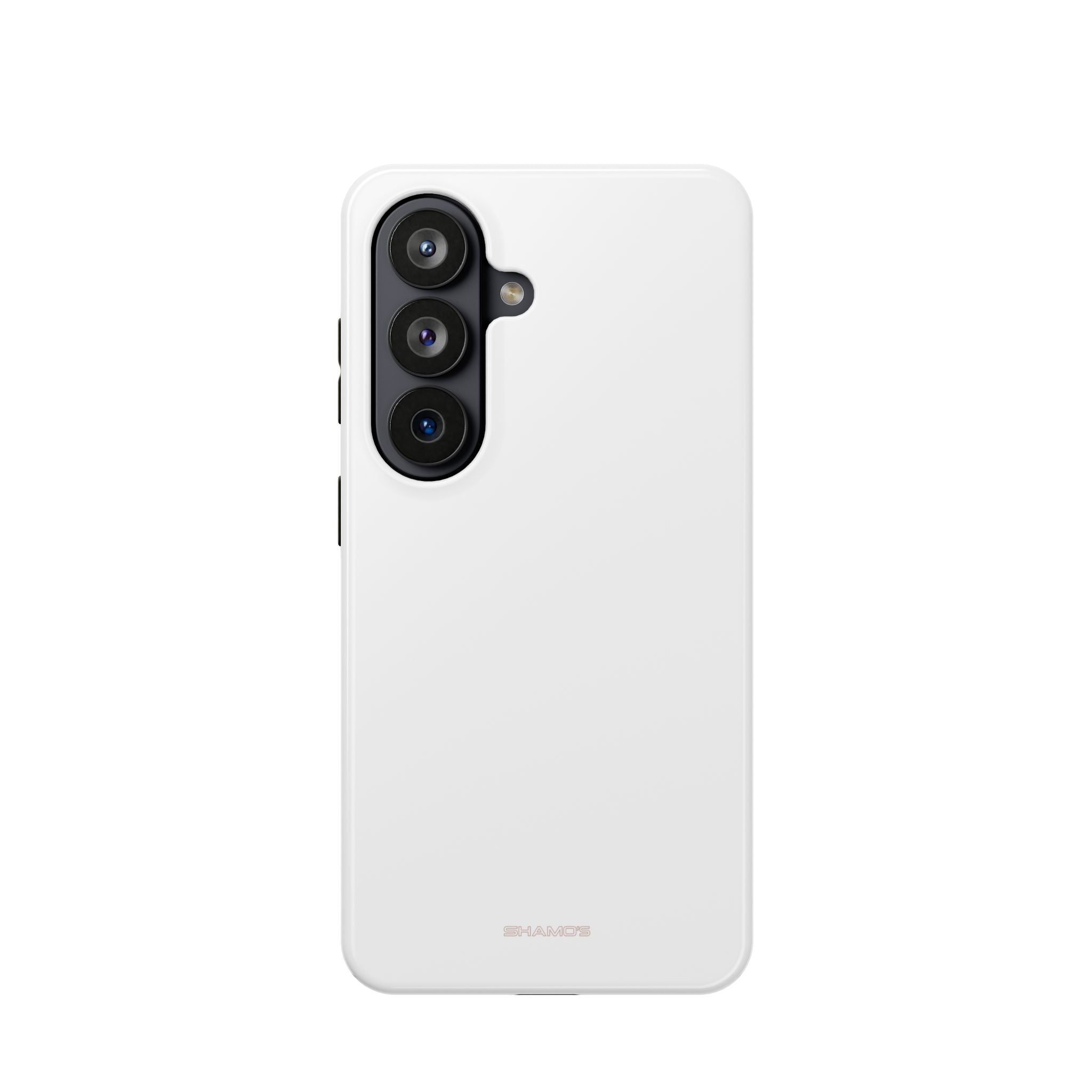 Back view of a plain white phone case