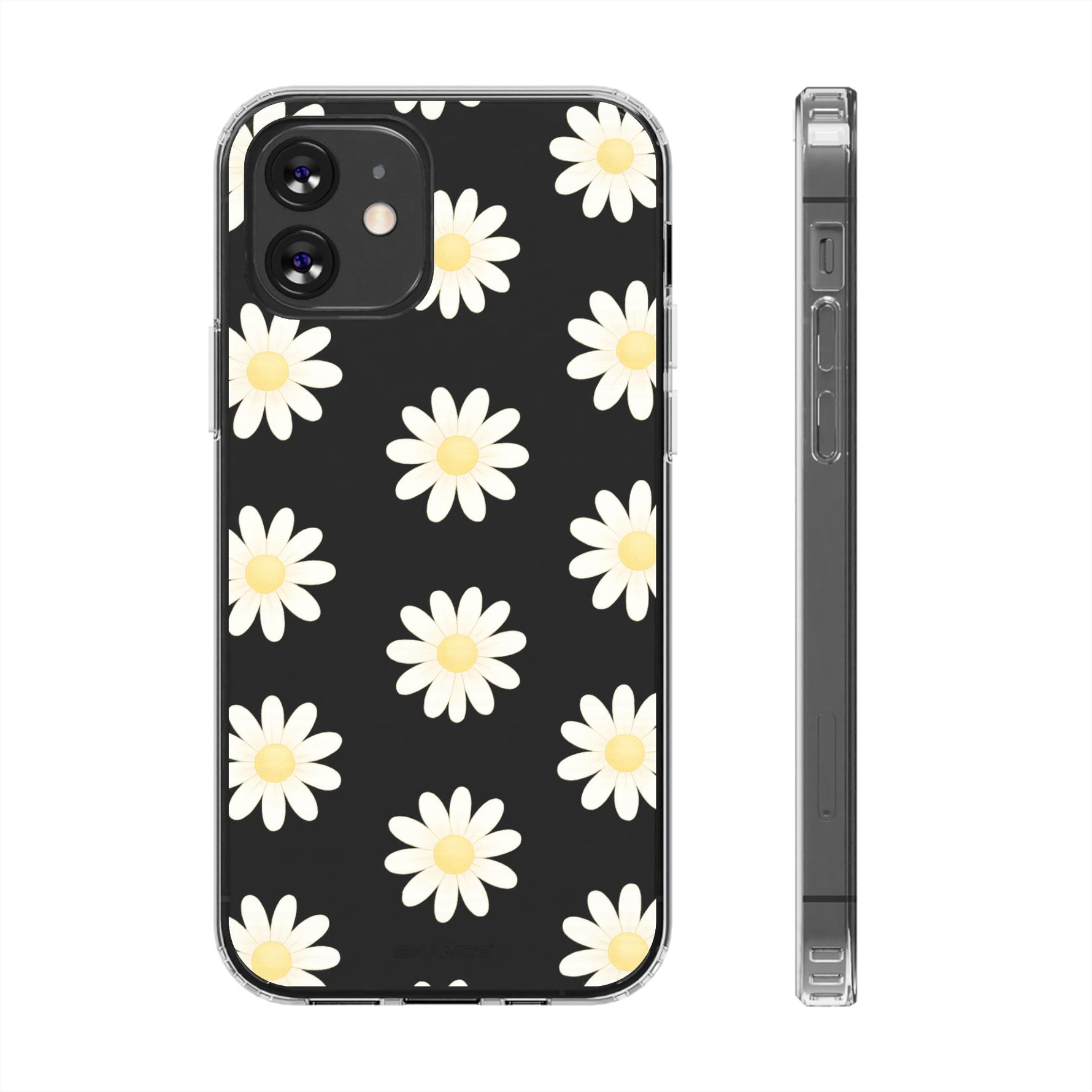 Clear Daisy Floral Phone Case, Impact-Resistant, Anti-Yellowing, Camera & Screen Protection - iPhone 12 / Without gift packaging - Shamo's