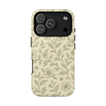 Sage Green Vintage Floral Pattern iPhone Case | MagSafe Compatible - Shamo's