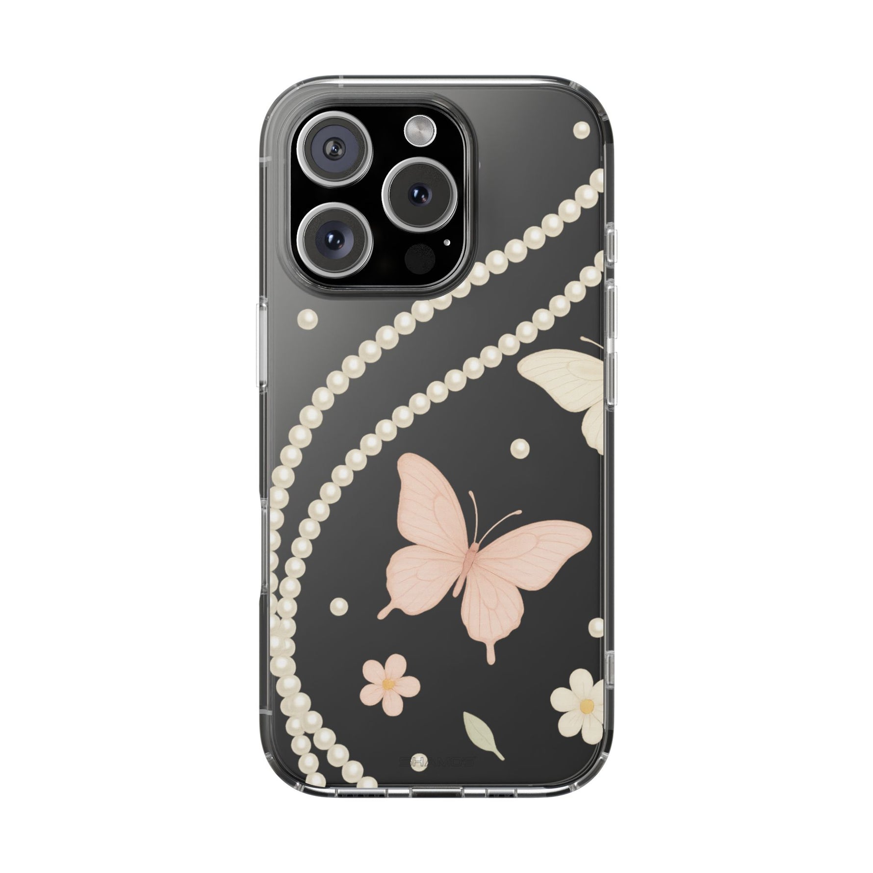 Butterfly Pearl Impact-Resistant Clear iPhone Case - iPhone 16 Pro / Without gift packaging - Shamo's