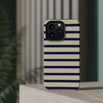 Navy & Cream Ribbed Holiday Sweater Design iPhone Case with MagSafe compatibility  Shamo's