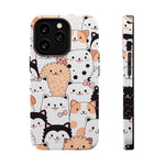 Cute Cartoon Cats & Puppies Phone Case with MagSafe Compatibility