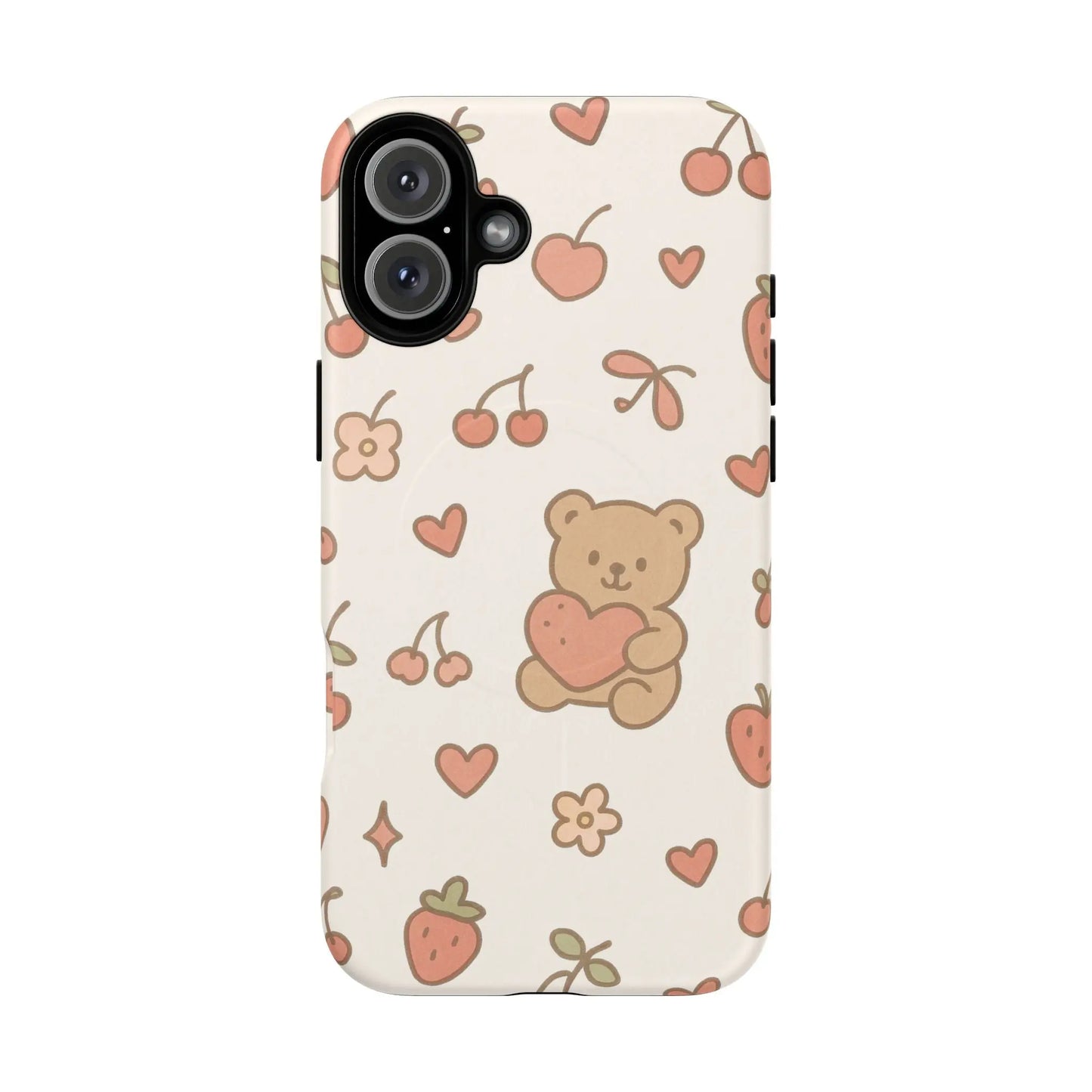 Teddy Berry Cozy Strawberry Pattern iPhone Case with MagSafe - Shamo's