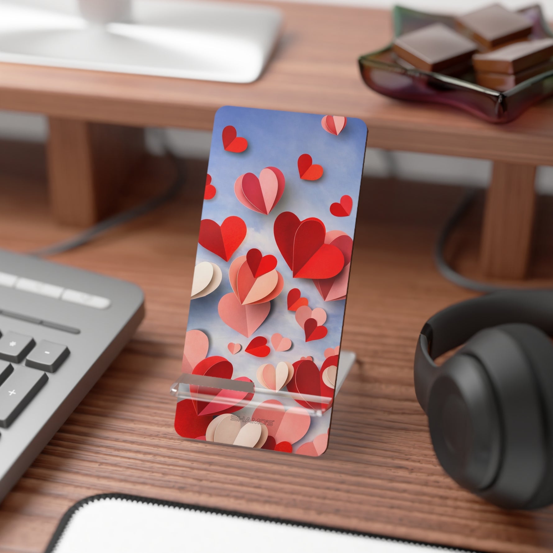 3D Paper Hearts Love Mobile Display Stand | Romantic Smartphone Holder for Valentine’s Day