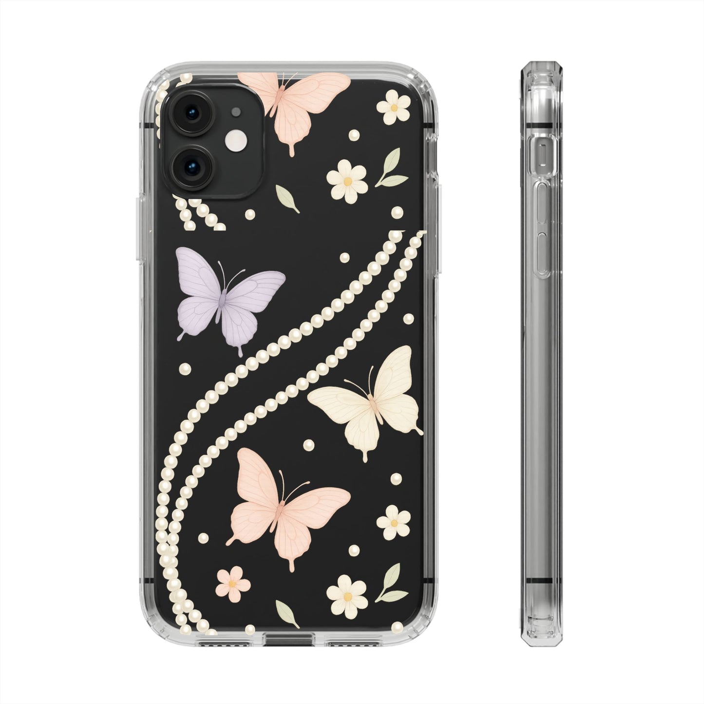 Butterfly Pearl Impact-Resistant Clear iPhone Case - Shamo's
