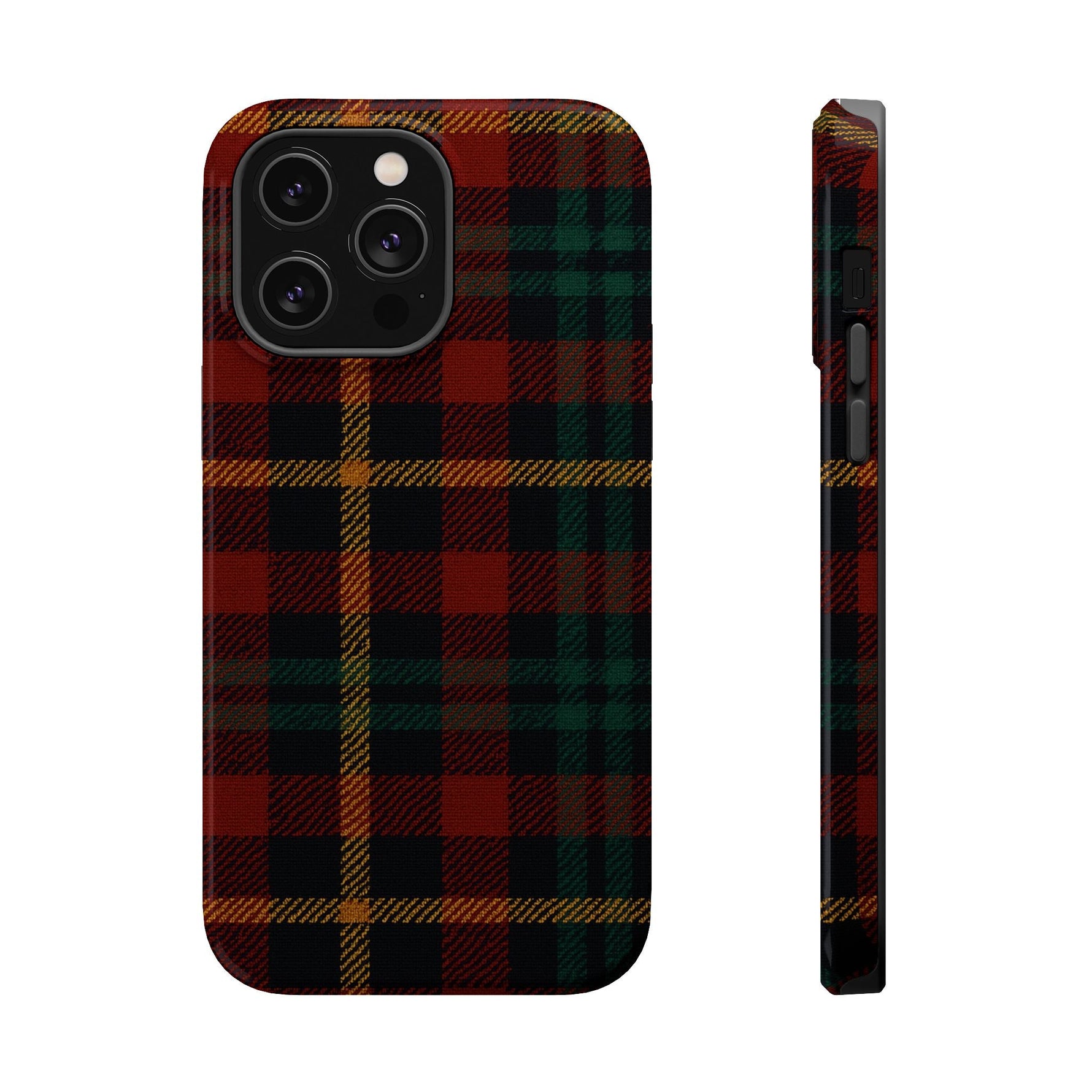 Plaid Impact-Resistant iPhone Case — Red Green Tartan Holiday Theme with MagSafe  Shamo's iPhone 14 Pro Max / Glossy