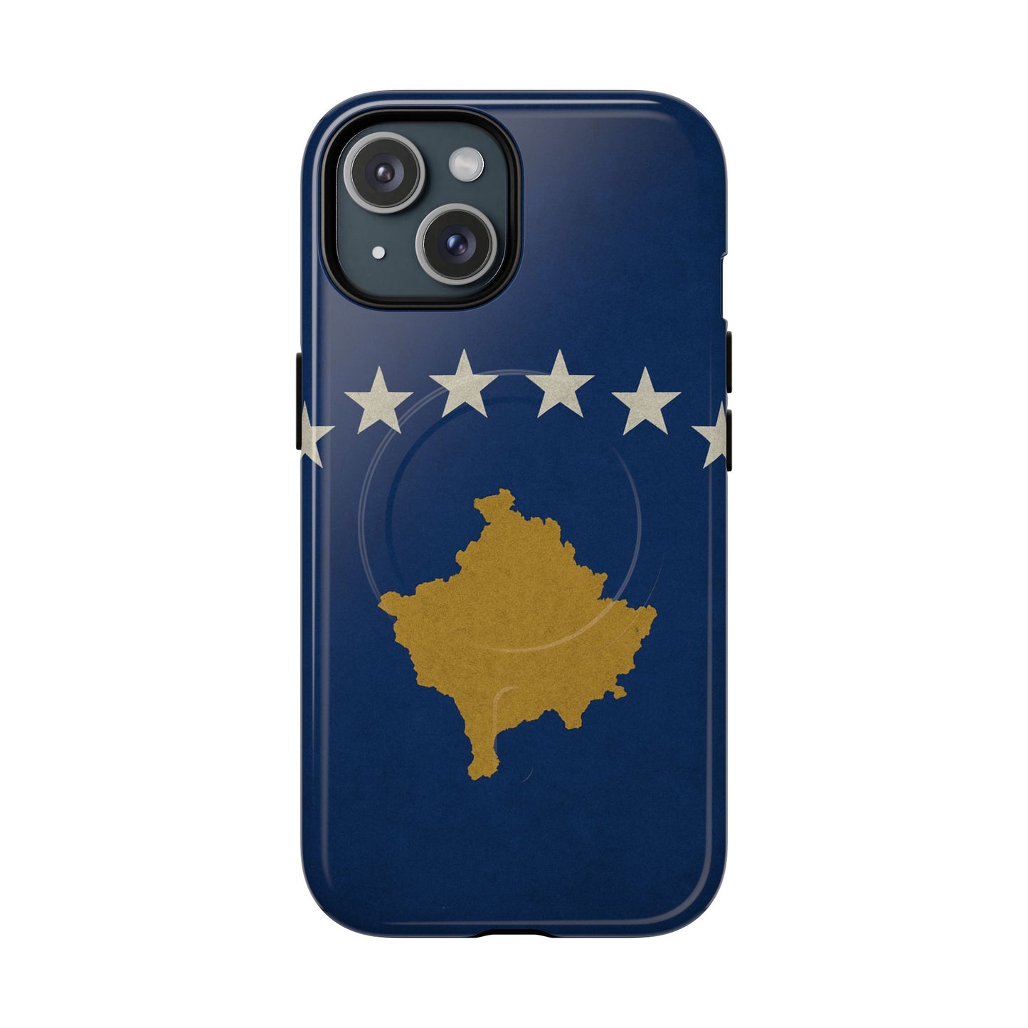 Kosovo Flag Tough iPhone Case — Navy Blue Stars & Gold Map (MagSafe compatible)  Shamo's iPhone 15 / Glossy