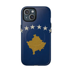 Kosovo Flag Tough iPhone Case — Navy Blue Stars & Gold Map (MagSafe compatible)  Shamo's iPhone 15 / Glossy