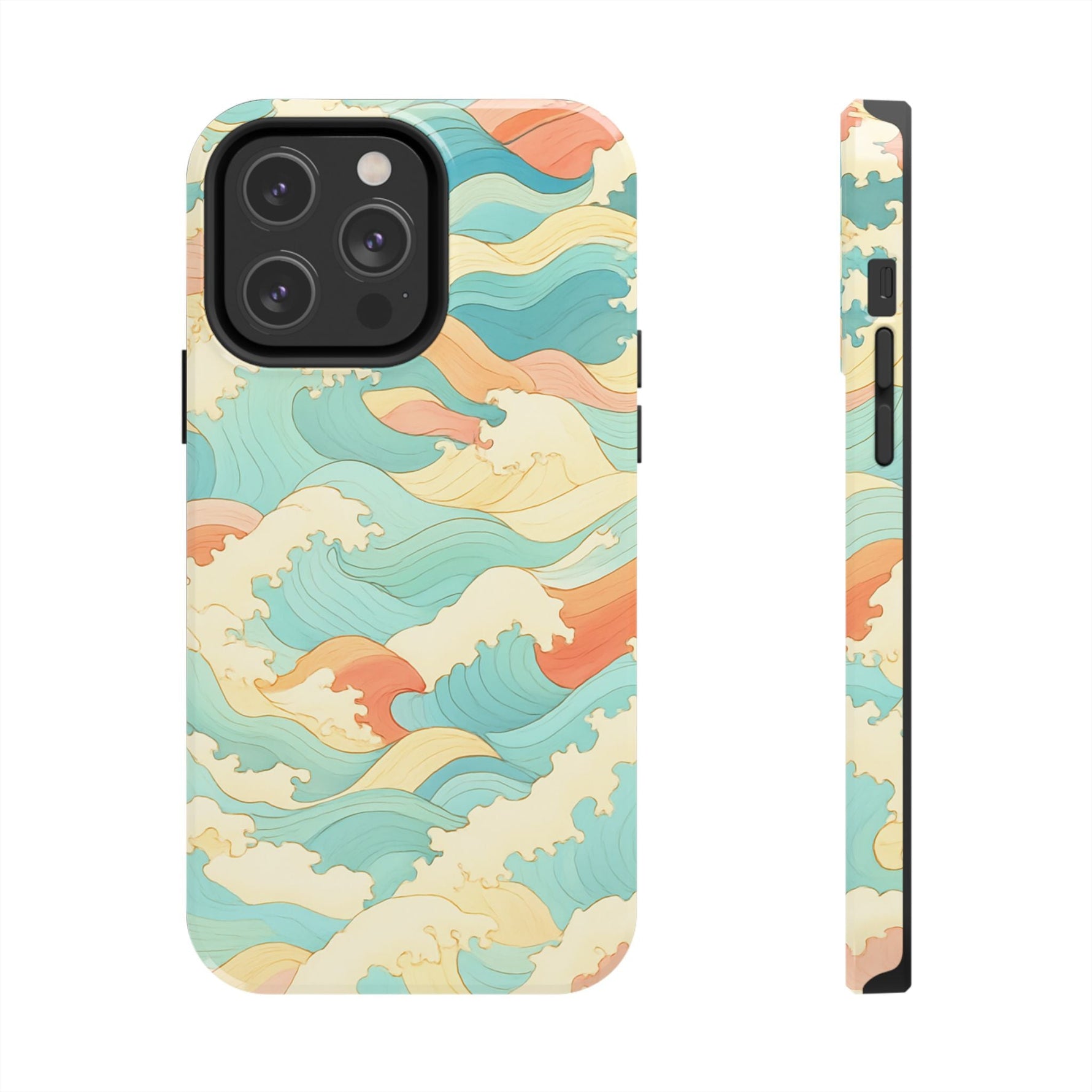 Ocean Wave Tough Phone Case — Pastel Retro Surf Pattern  Shamo's iPhone 14 Pro Max