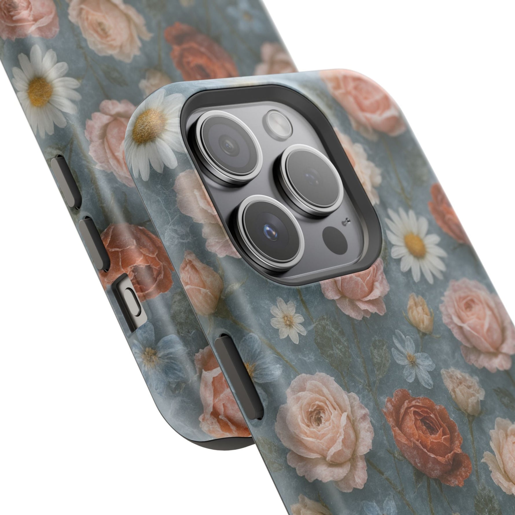 Frozen Floral Vintage Roses & Daisies iPhone Case with MagSafe compatibility  Shamo's