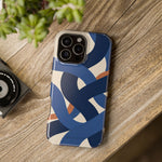 Indigo Loom MagSafe Phone Case – Blue & Ivory Abstract Woven Pattern