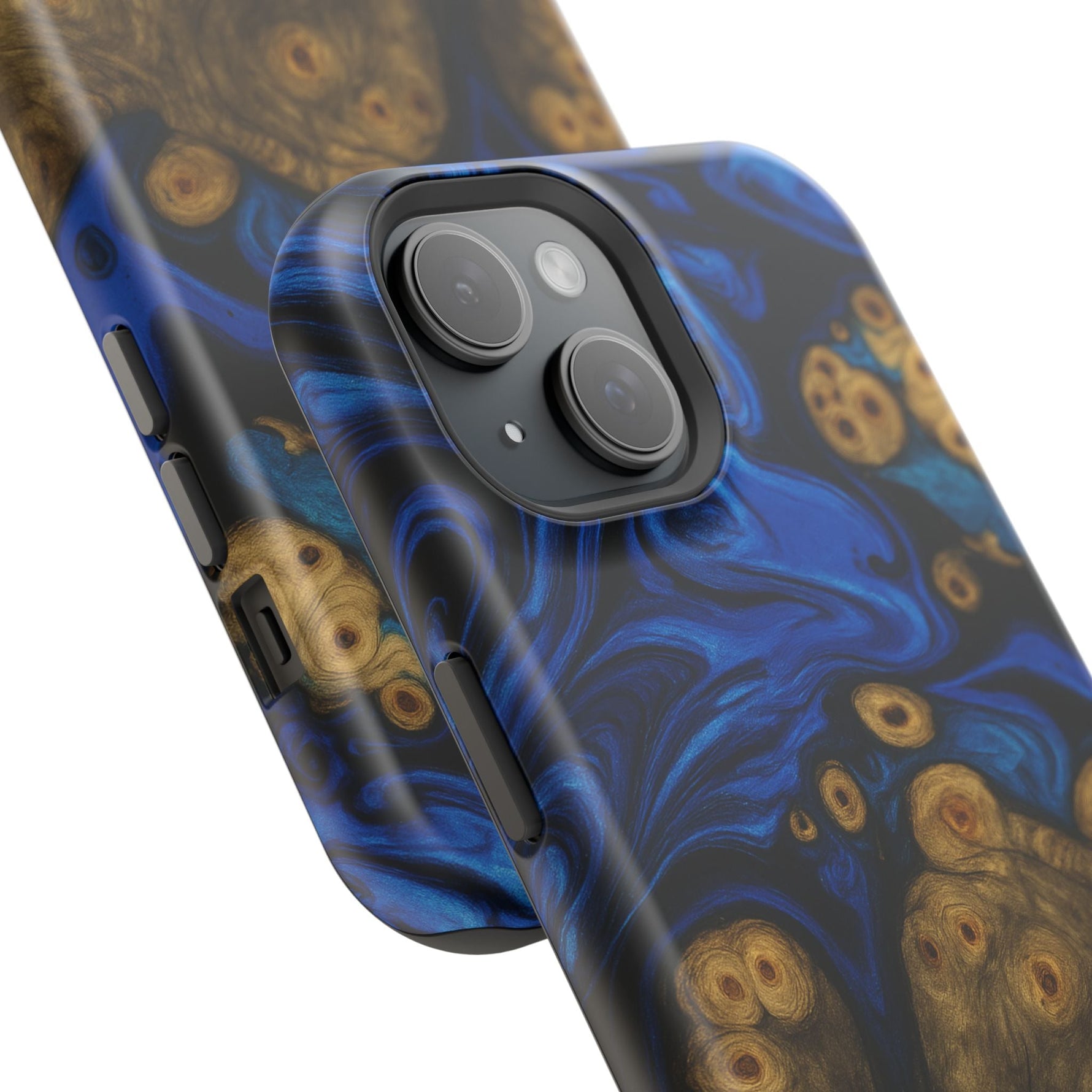 Blue Swirl & Burl Wood Impact iPhone Case | MagSafe compatible  Shamo's