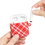 Red Plaid AirPod Case – Festive Check Pattern Protective Cover