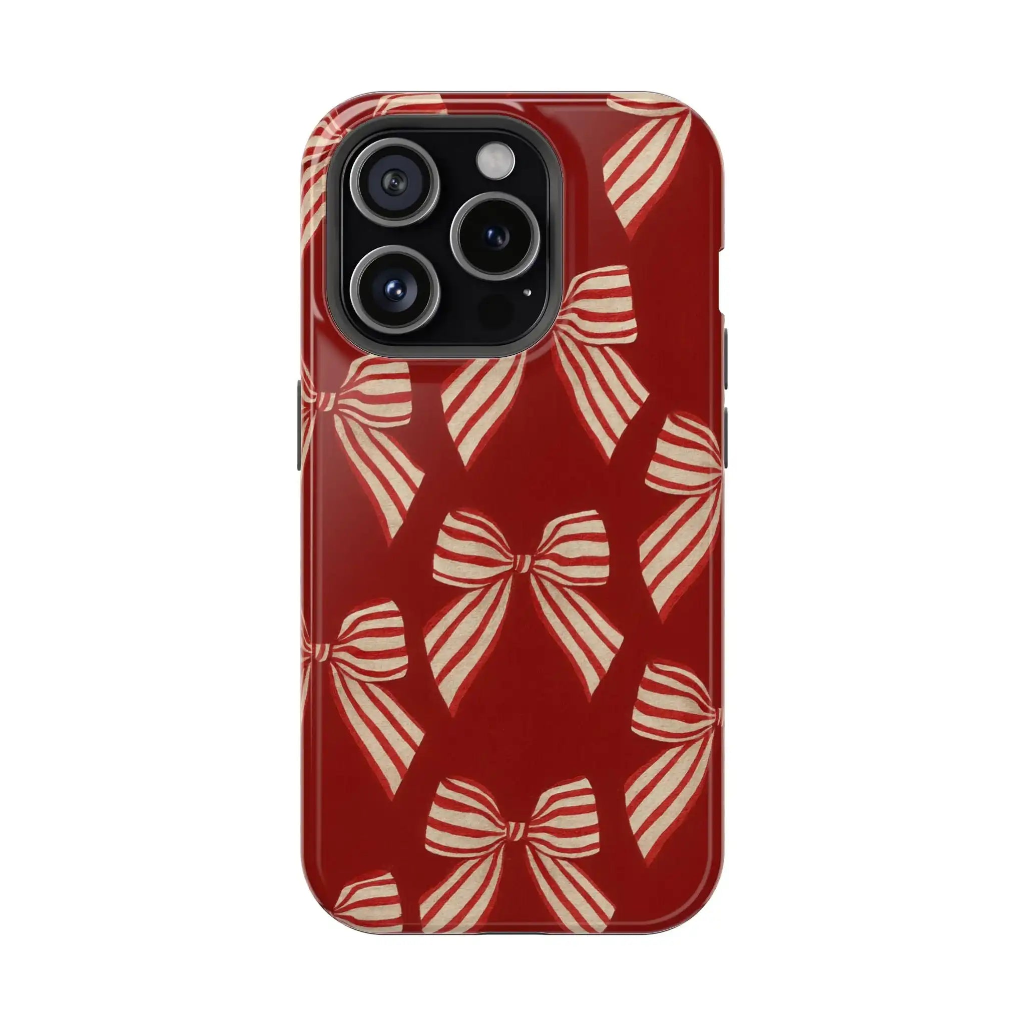 Holiday Red Bow iPhone Case — Impact‑Resistant iPhone Cover with MagSafe compatibility  Shamo's iPhone 15 Pro / Glossy