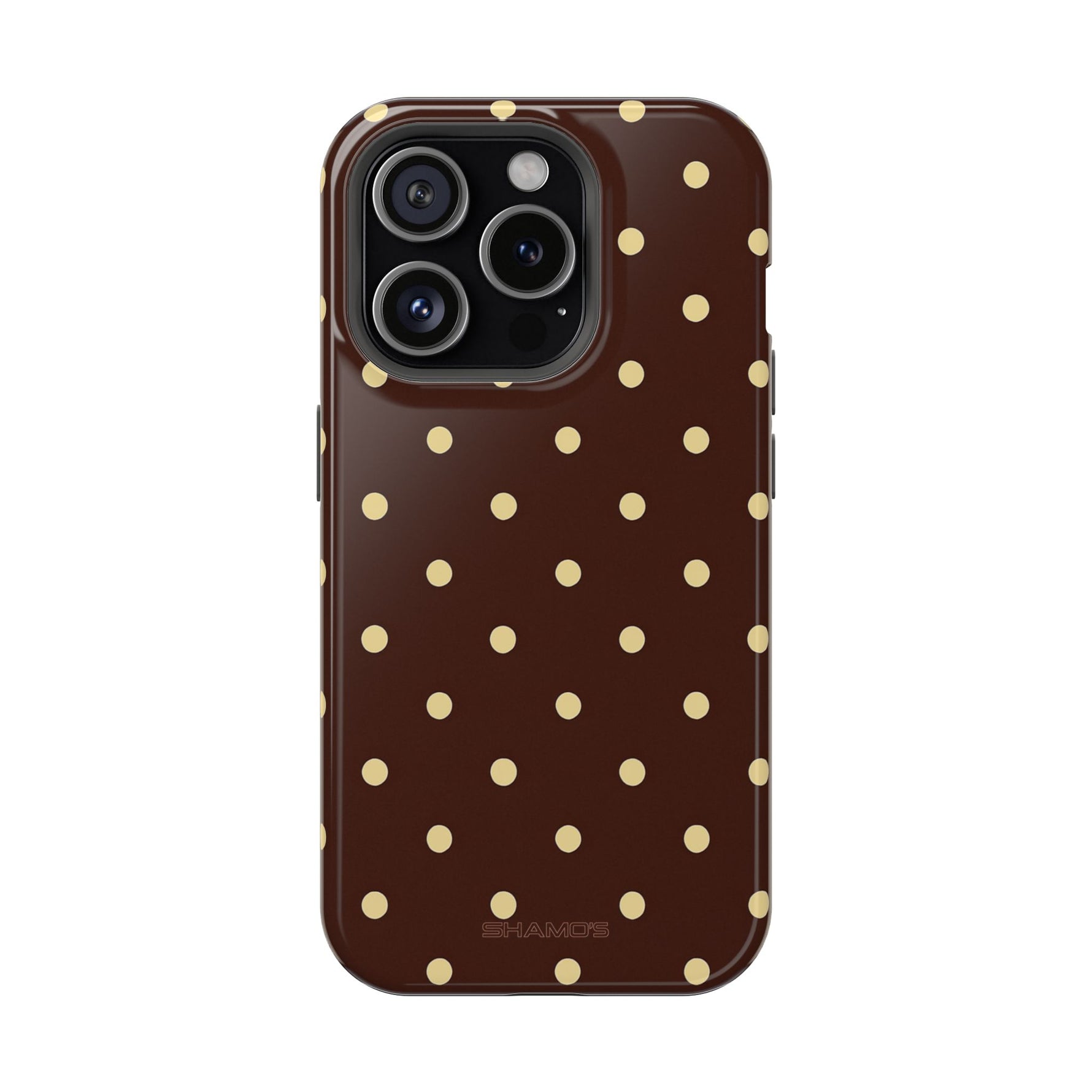 Polka Dot iPhone Case — Brown & Cream MagSafe Protective Cover
