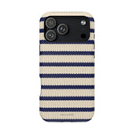 Navy & Cream Ribbed Holiday Sweater Design iPhone Case with MagSafe compatibility
