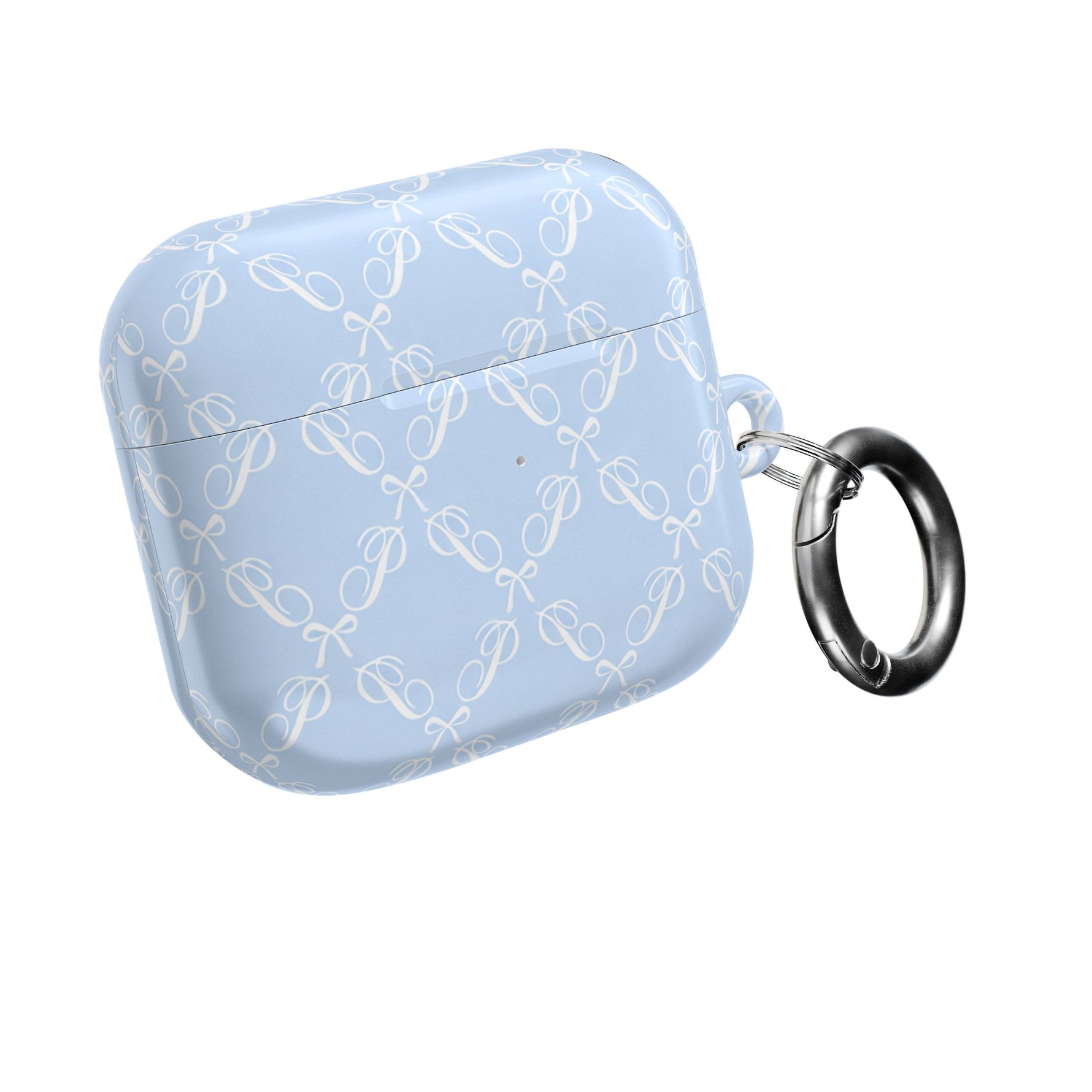 Pastel Blue Bow Pattern AirPod Case — Elegant Bow Pattern Protective Cover