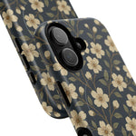 Navy Cherry Blossom Floral iPhone Case - Compatible with MagSafe - Shamo's