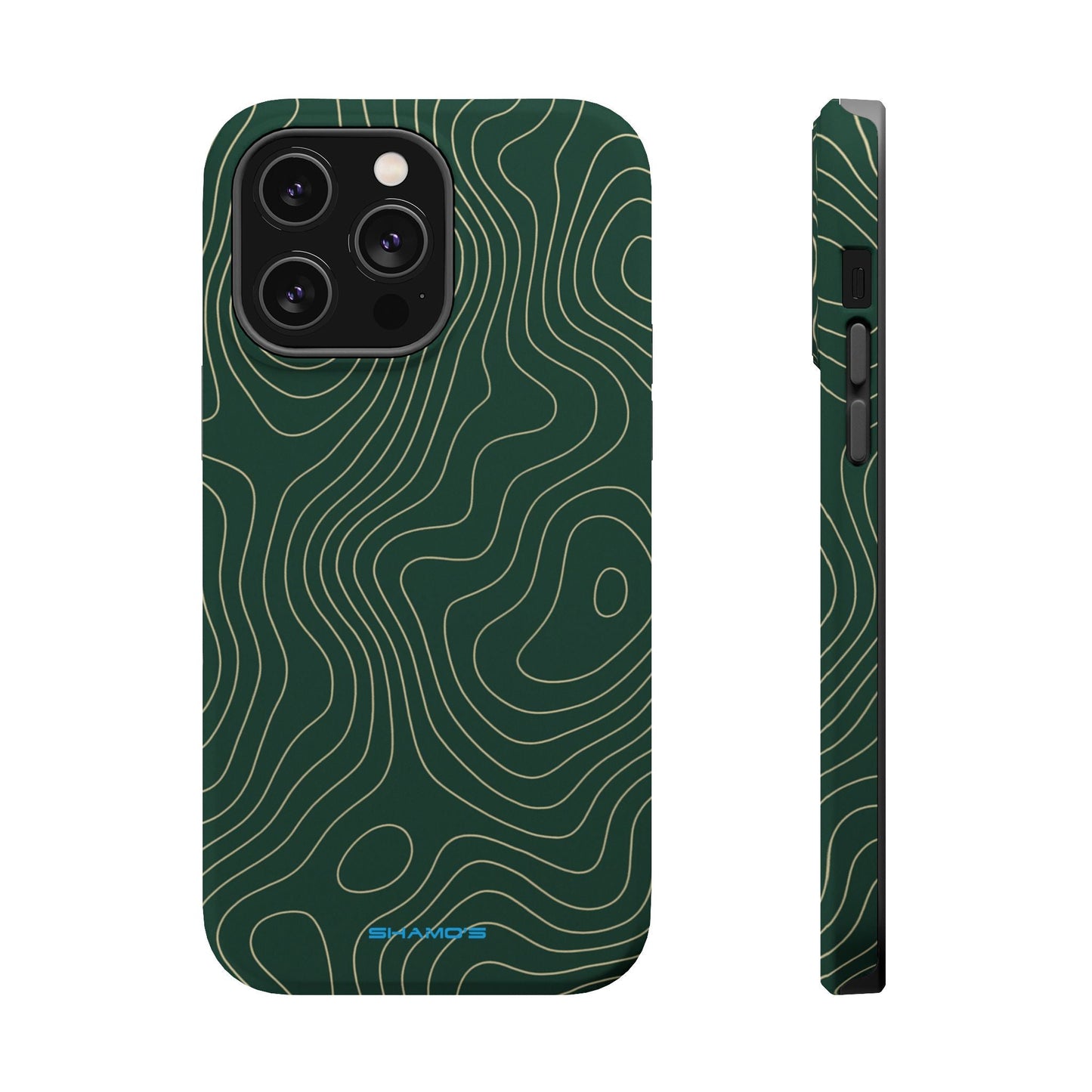 Topographic Green Magnetic Impact-Resistant iPhone Case | MagSafe compatible  Shamo's iPhone 14 Pro Max / Matte