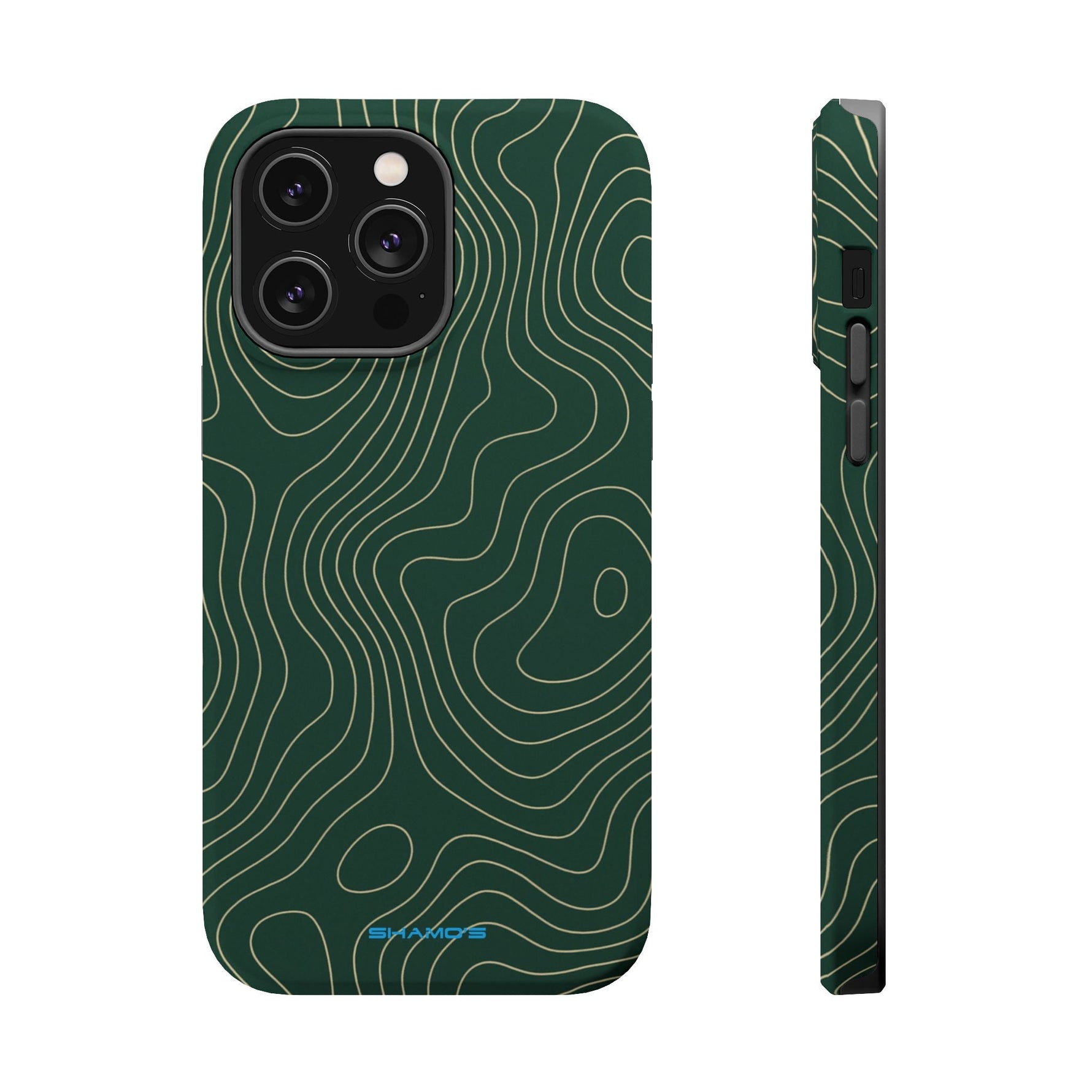 Topographic Green Magnetic Impact-Resistant iPhone Case | MagSafe compatible  Shamo's iPhone 14 Pro Max / Matte