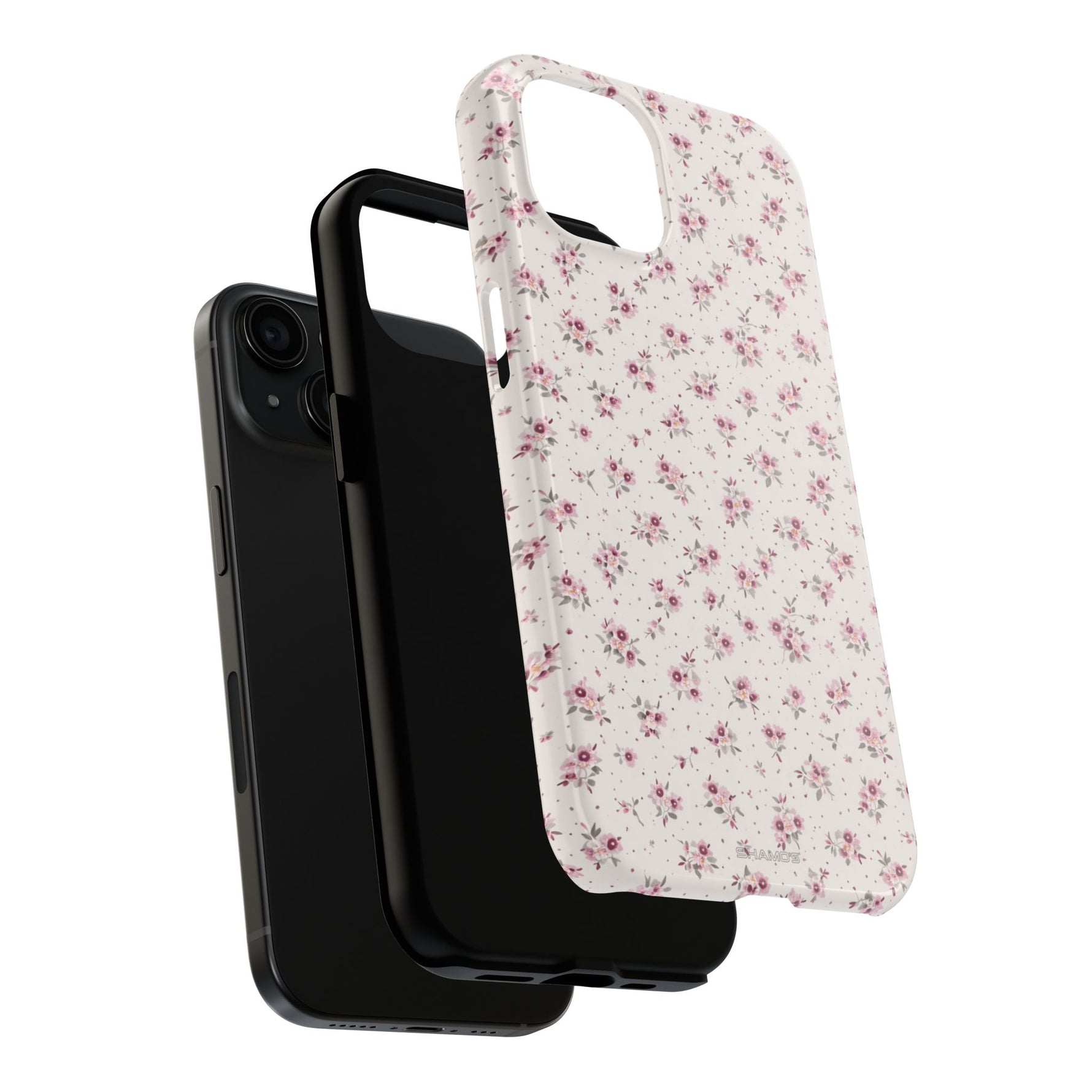Rosebud Floral Tough iPhone Case — Pink Vintage Flower Protective Cover - iPhone 17 - Shamo's