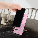 Pink Ribbon Pattern Phone Stand – Foldable Mobile Display Stand