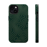 Topographic Green Magnetic Impact-Resistant iPhone Case | MagSafe compatible