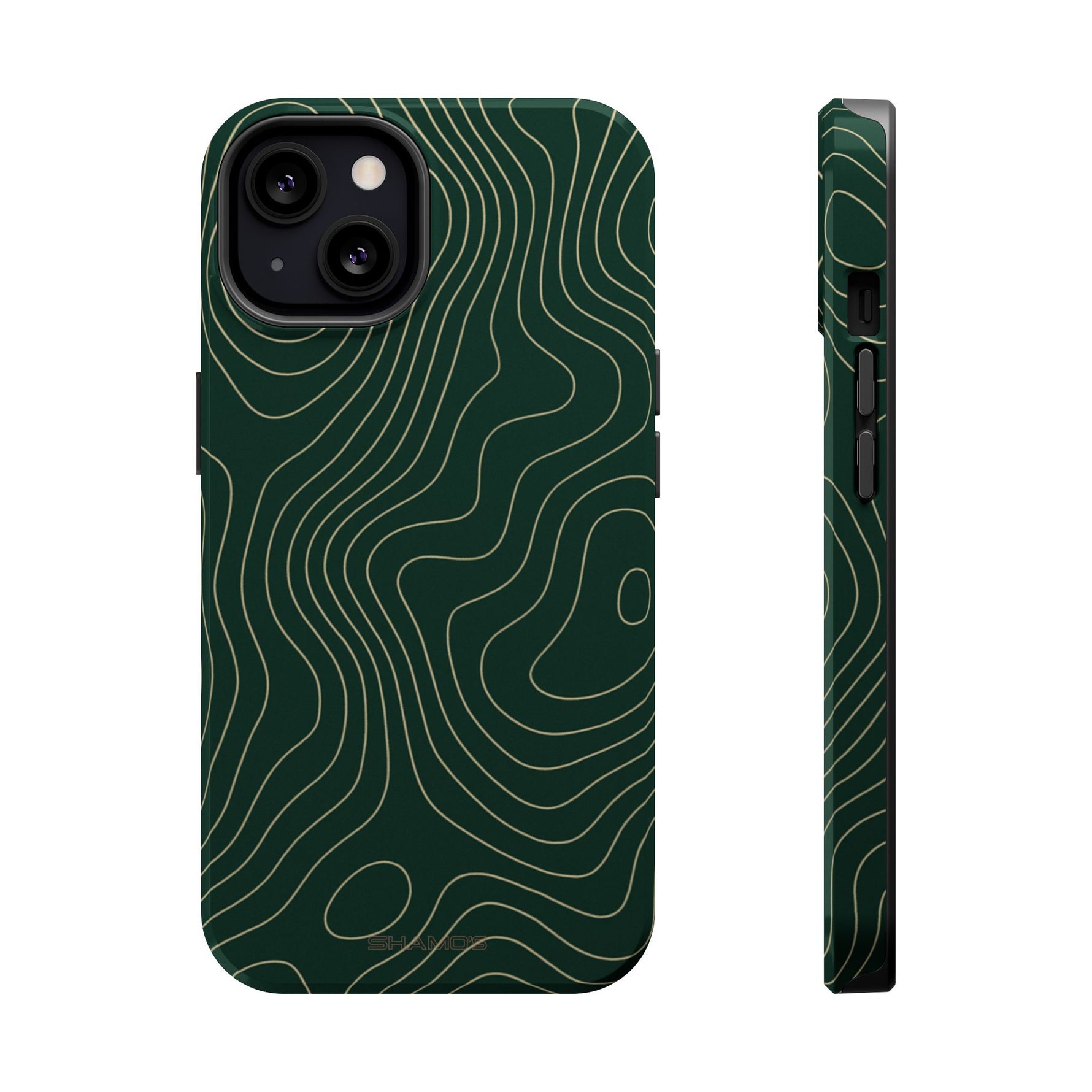 Topographic Green Magnetic Impact-Resistant iPhone Case | MagSafe compatible