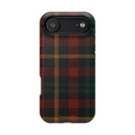 Funda para iPhone resistente a impactos con diseño de cuadros escoceses rojos y verdes con MagSafe