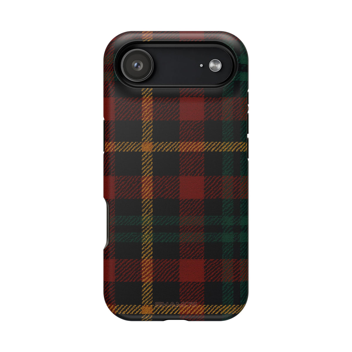 Funda para iPhone resistente a impactos con diseño de cuadros escoceses rojos y verdes con MagSafe