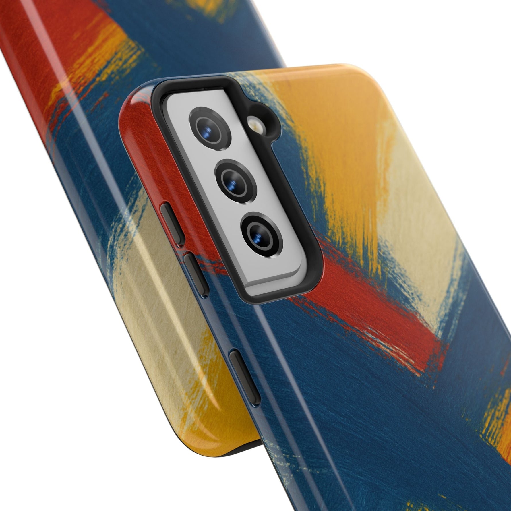 Abstract Brushstroke Tough Phone Case — Colorful Red, Blue & Yellow Protective Cover  Shamo's
