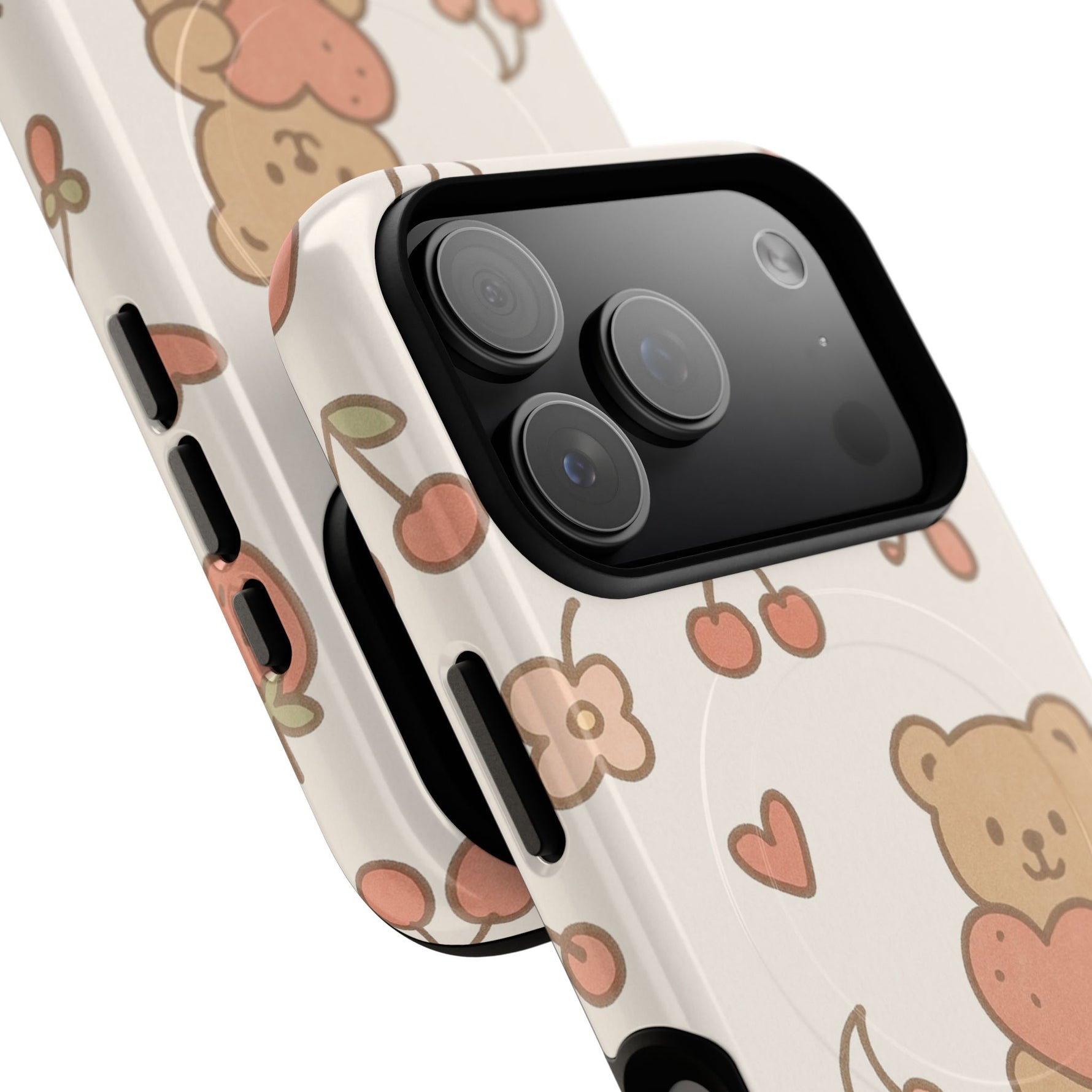 Teddy Berry Cozy Strawberry Pattern iPhone Case with MagSafe