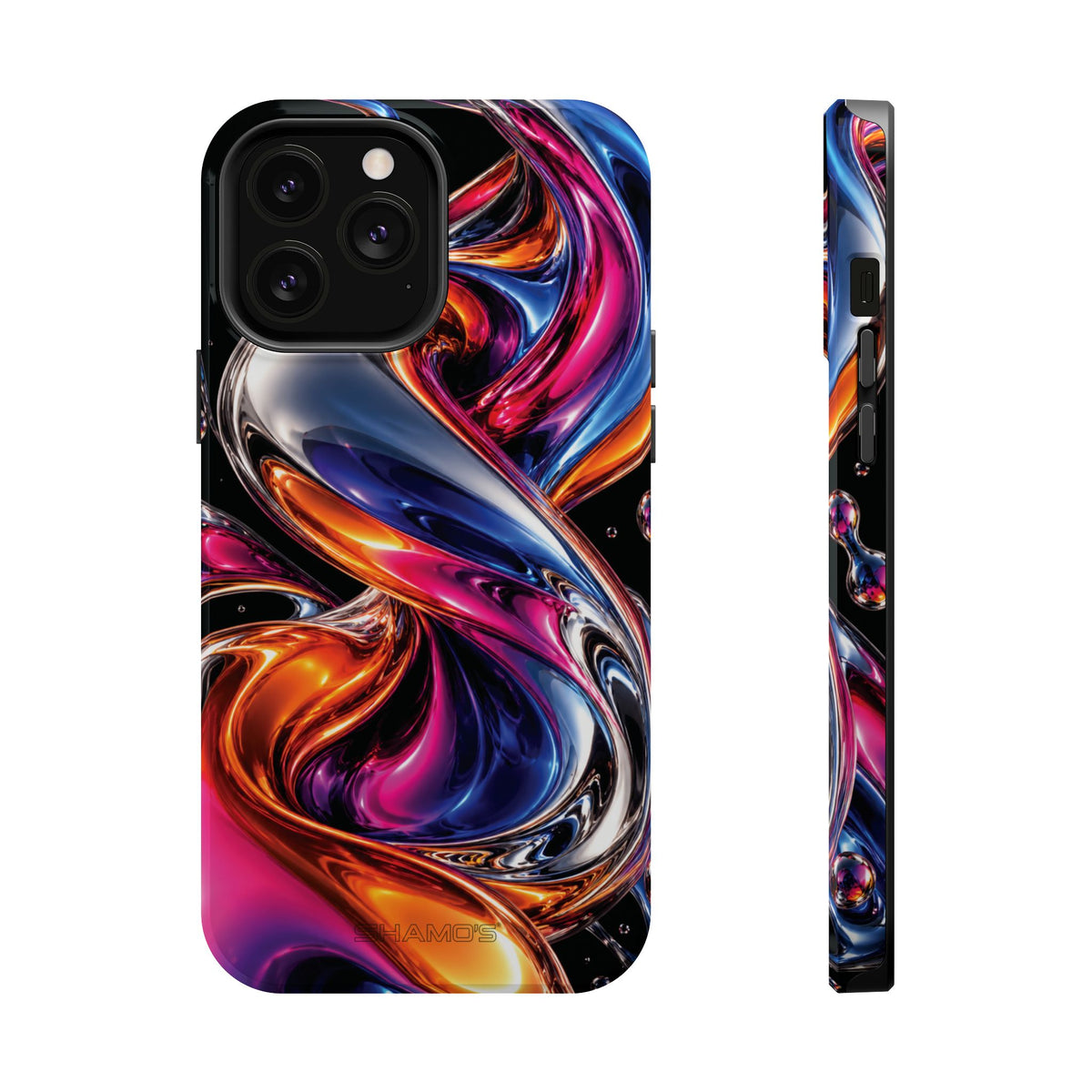 Liquid Aurora MagSafe Phone Case – Colorful Chrome-Effect Swirls | Glossy