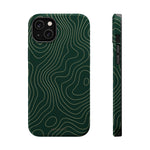 Topographic Green Magnetic Impact-Resistant iPhone Case | MagSafe compatible