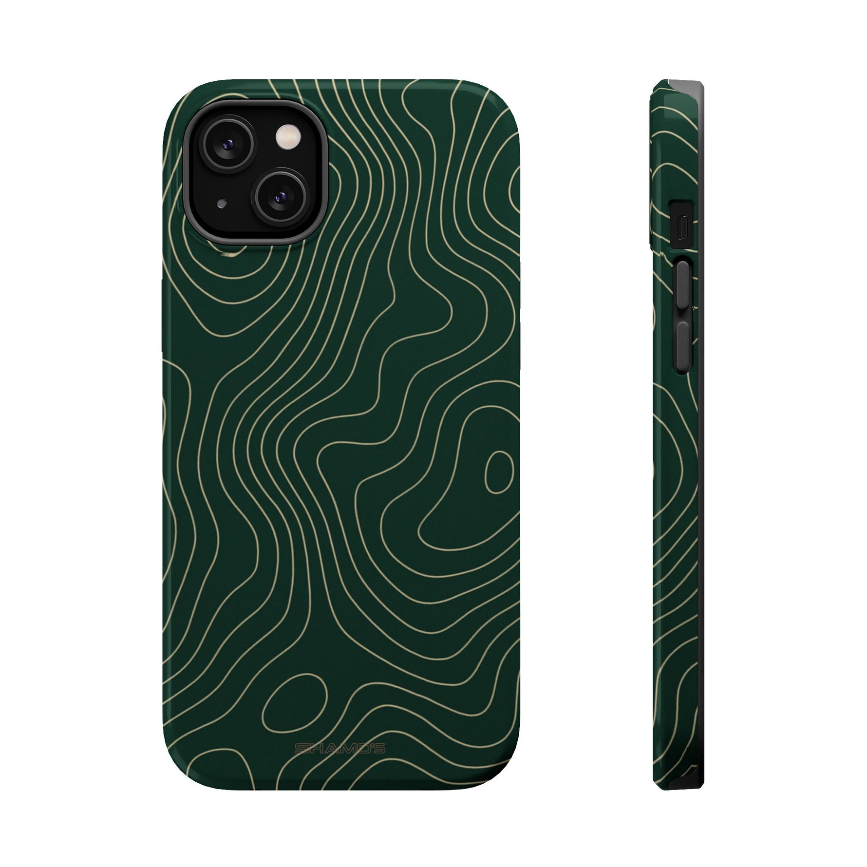 Topographic Green Magnetic Impact-Resistant iPhone Case | MagSafe compatible