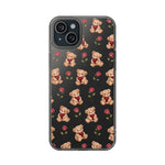 Romantic Teddy Bear Impact-Resistant Phone Case with Heart Design