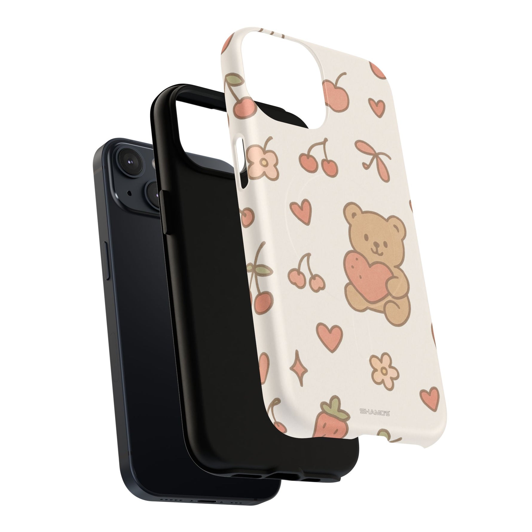 Teddy Berry Cozy Strawberry Pattern iPhone Case with MagSafe