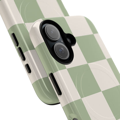 Sage Checkerboard Tough iPhone Case - Compatible with MagSafe