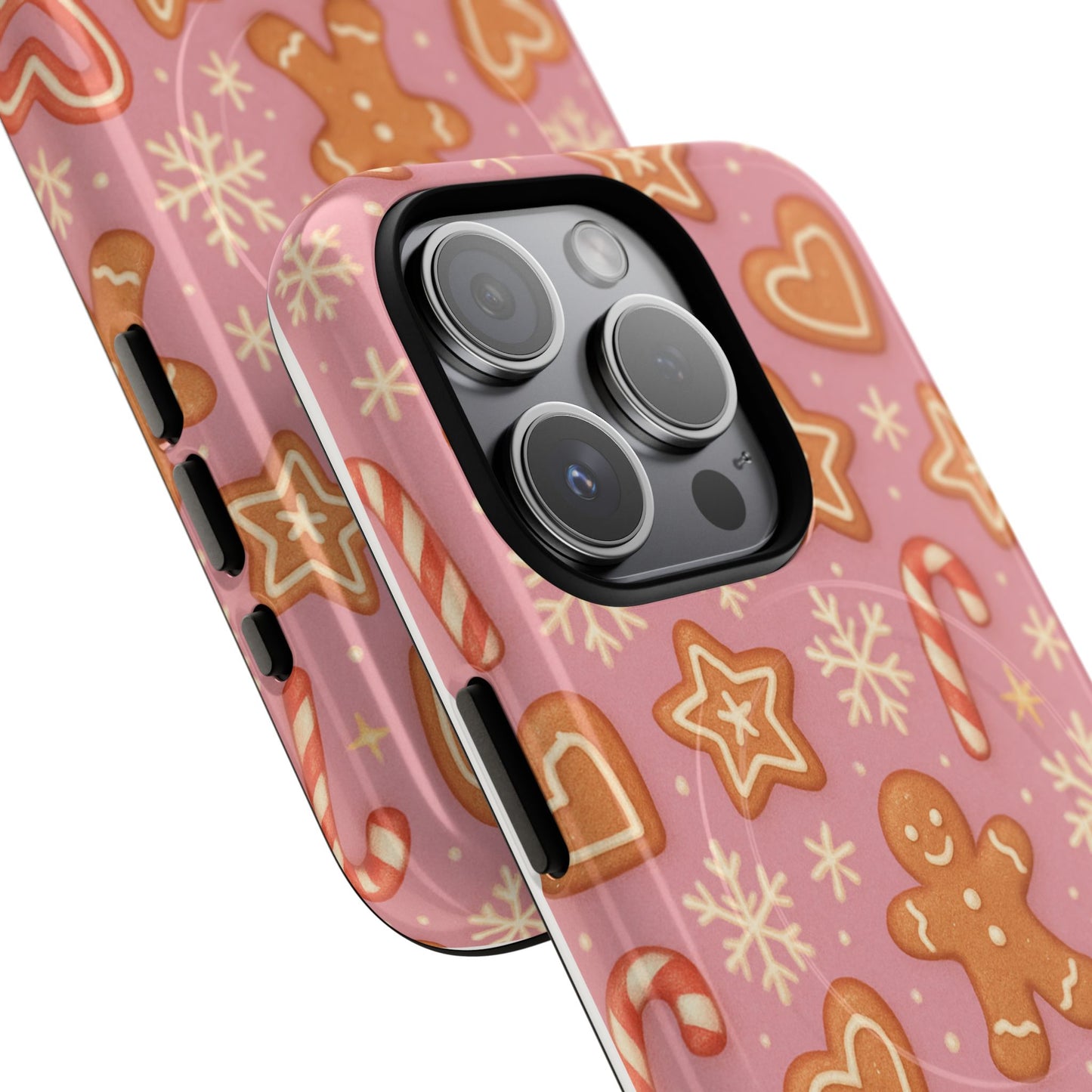 Pink Gingerbread Holiday iPhone Case with MagSafe compatibility - Shamo's