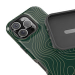 Topographic Green Magnetic Impact-Resistant iPhone Case | MagSafe compatible