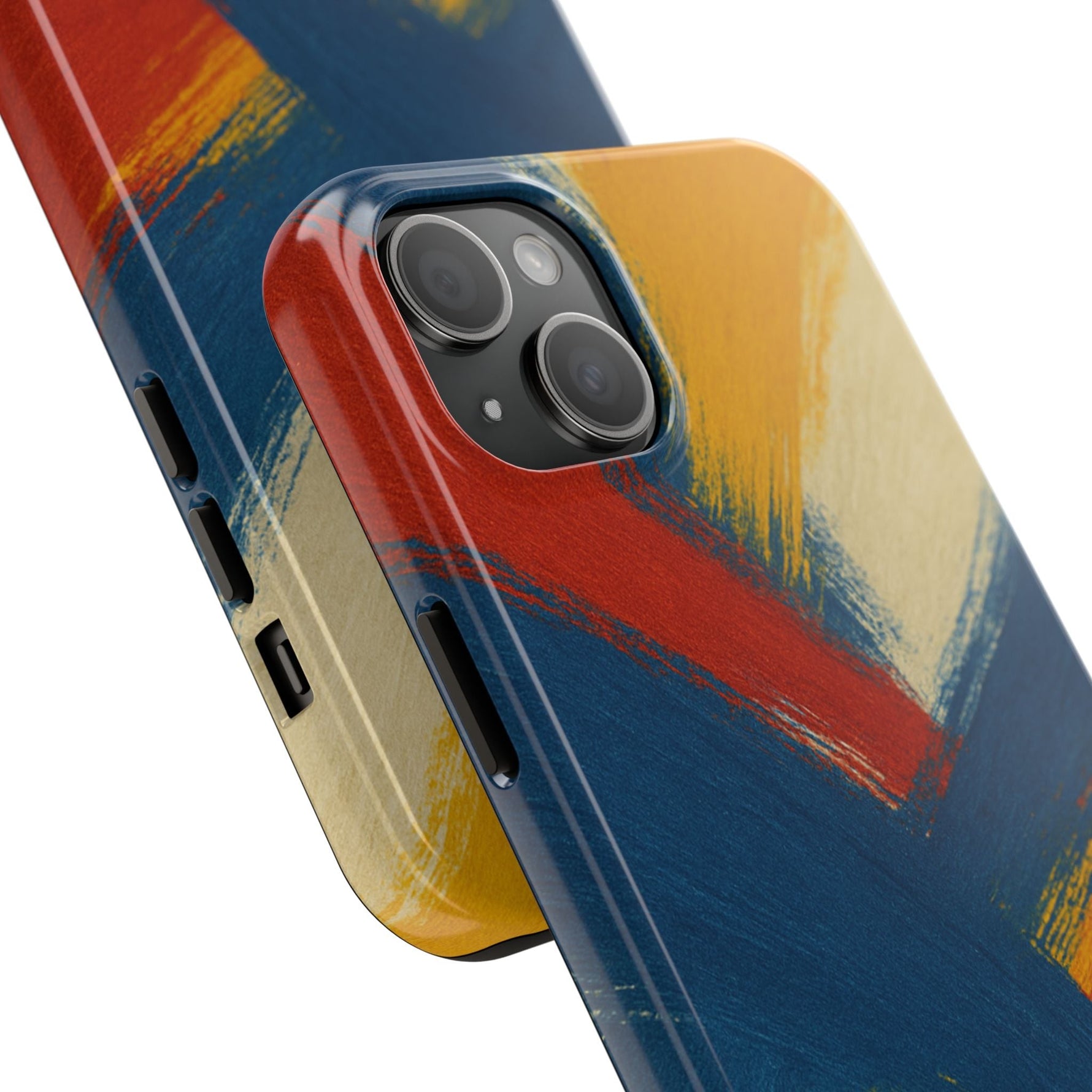 Abstract Brushstroke Tough Phone Case — Colorful Red, Blue & Yellow Protective Cover  Shamo's